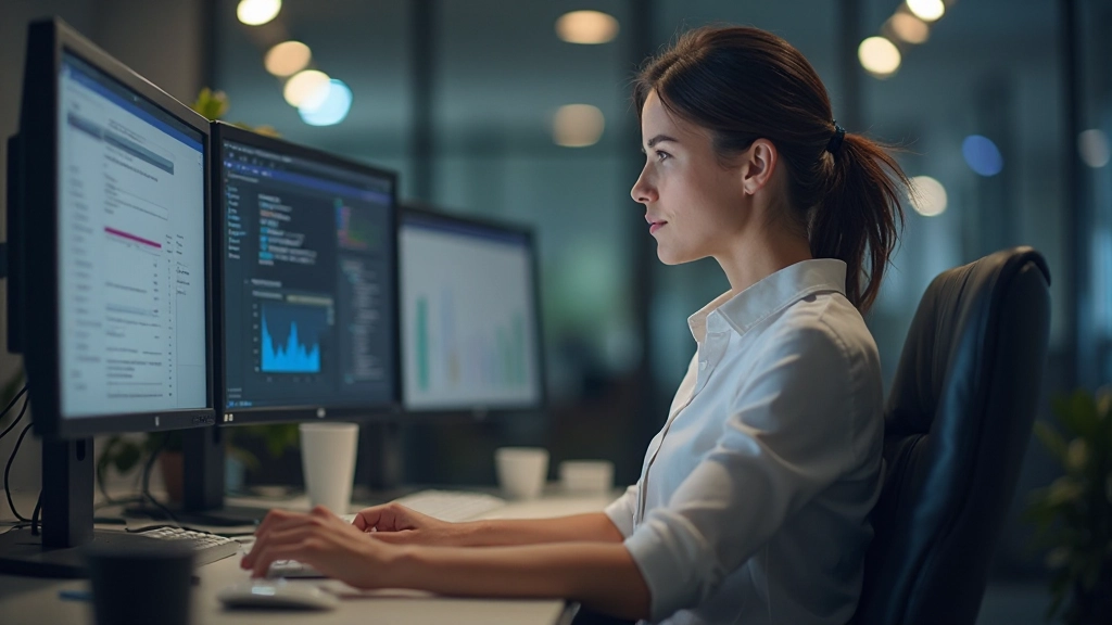 Professionele vrouw die kalm blijft onder druk in stressvolle werkomgeving