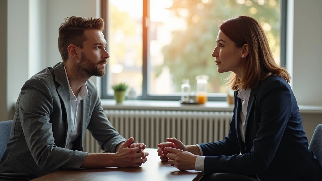 Professionele foto van mentor en leerling in gesprek over groei en doelstellingen