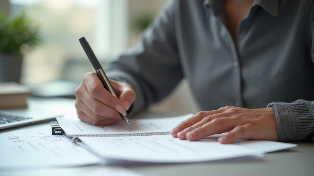 Professionele foto van persoon met doelstellingen en planningsdocumenten