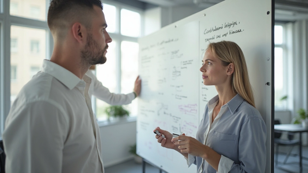 Professionele foto van persoon aan bureau met doelstellingen planning, notitieboek en laptop met natuurlijke daglicht