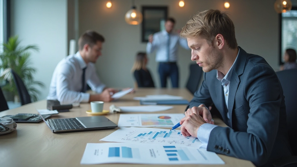 Succesvolle ondernemer die doelstellingen analyseert met grafieken